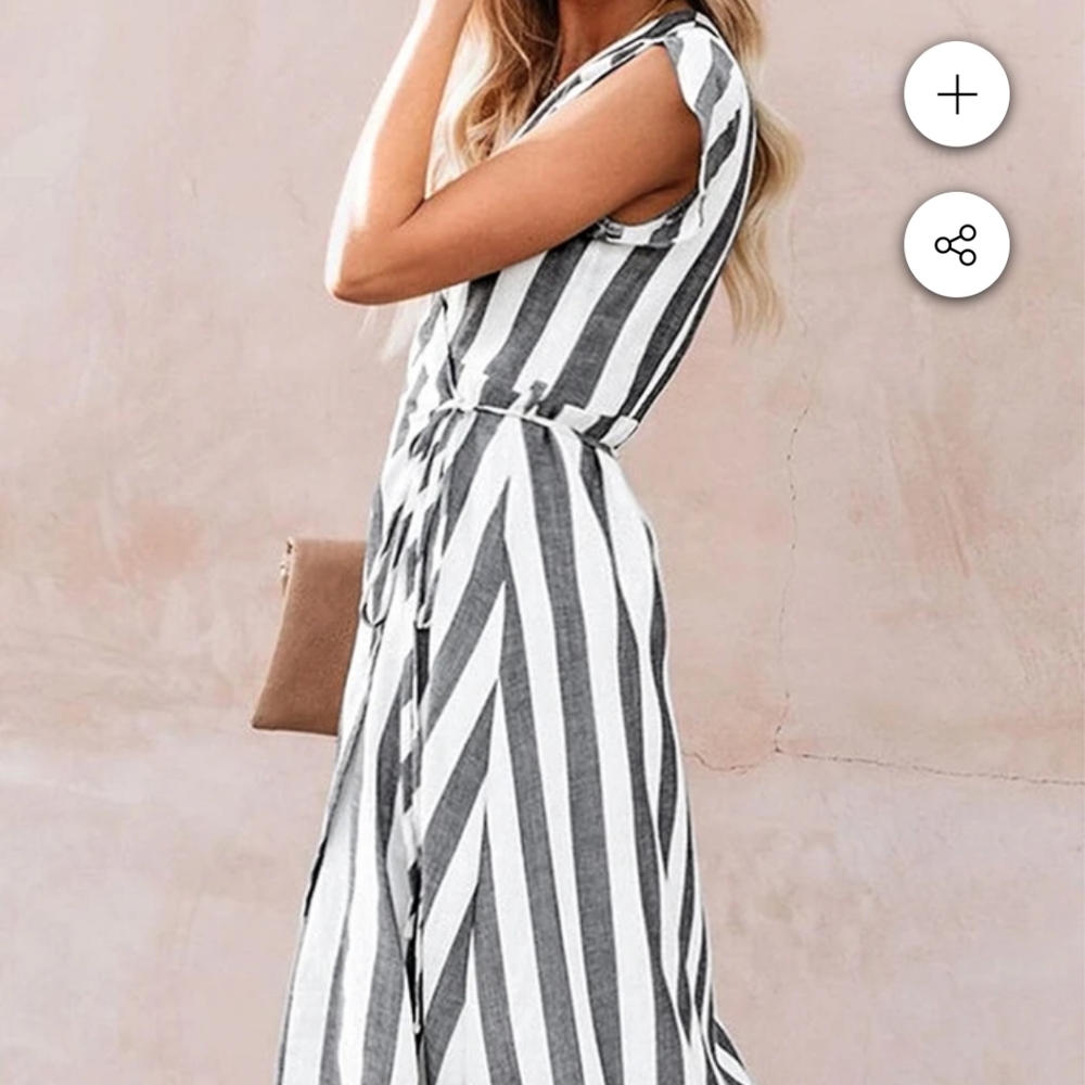 Cupshe striped wrap midi dress
